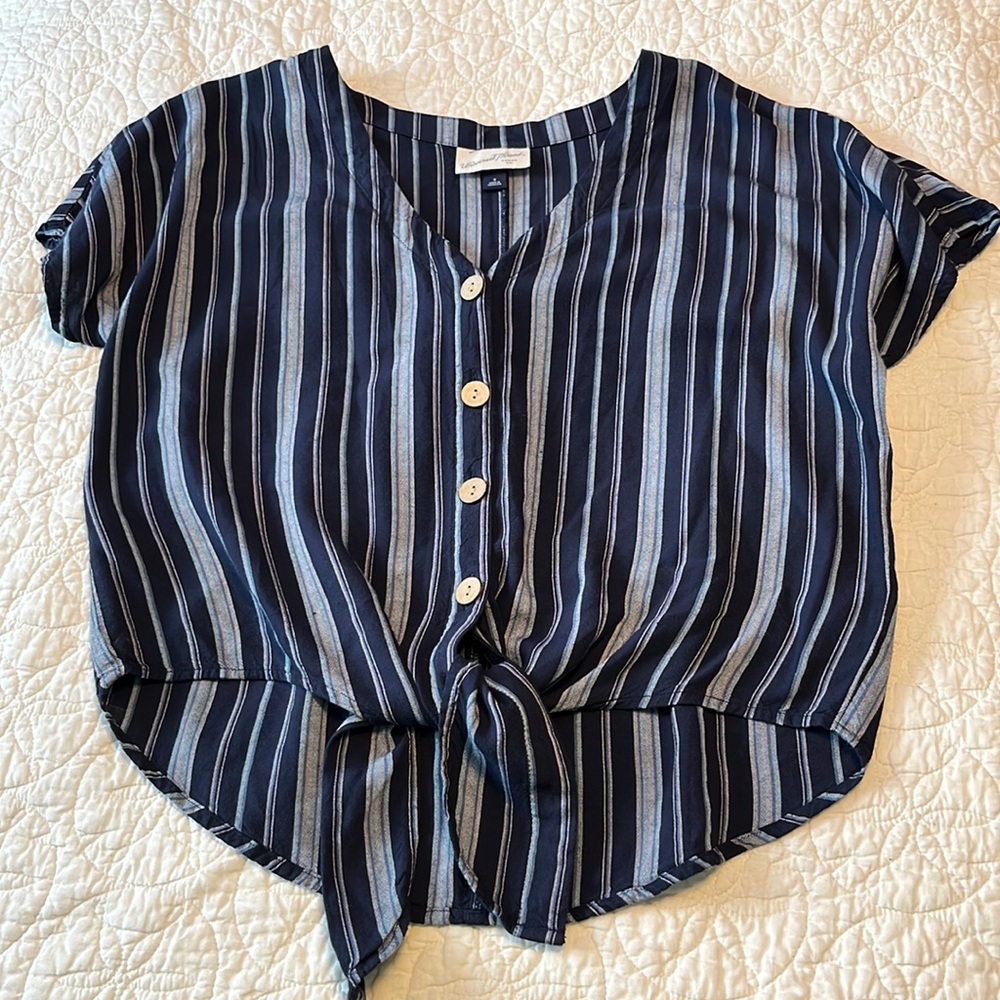 Universal Thread Button Down Striped Short Sleeve… - image 1